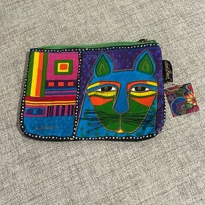 Laurel Burch Fantastic Felines Canvas Fabric Clutch Makeup Bag Purse (2015)